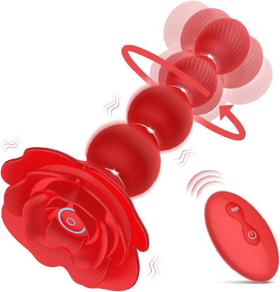 Remote Control Rose Flower Anal Beads Vibrator – Xinghaoya