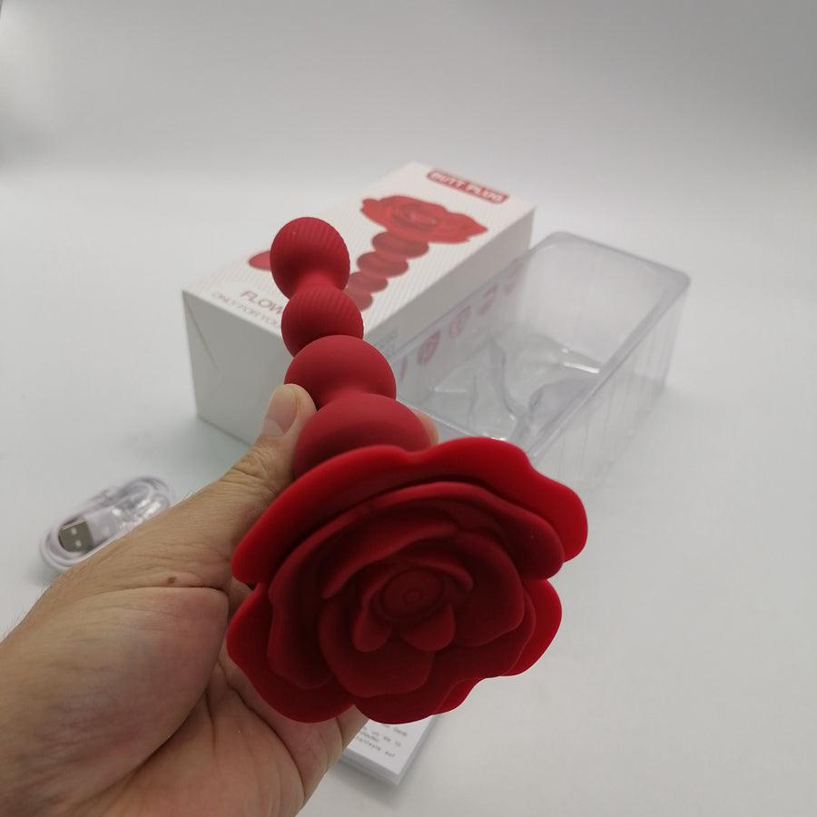 Remote Control Rose Flower Anal Beads Vibrator