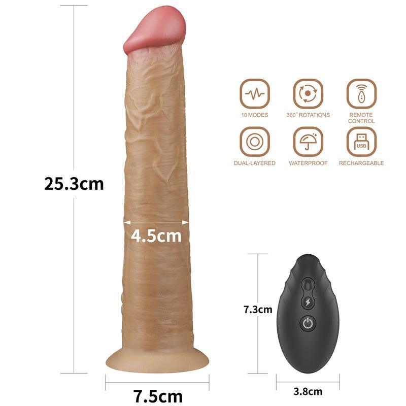 10 Inches Remote Control Dual Layered Silicone Dildo vibrator - xinghaoya official store