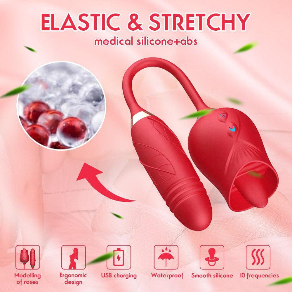 🔥🔥🔥3-in-1 Tongue Clit Licking Toy With Thrusting Vibrator - xinghaoya official store