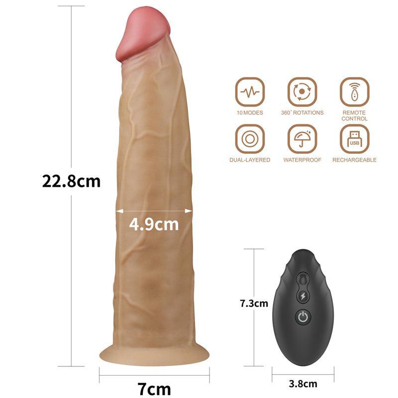 9 Inches Dual Layered Silicone Dildo Vibrator With Remote - xinghaoya official store