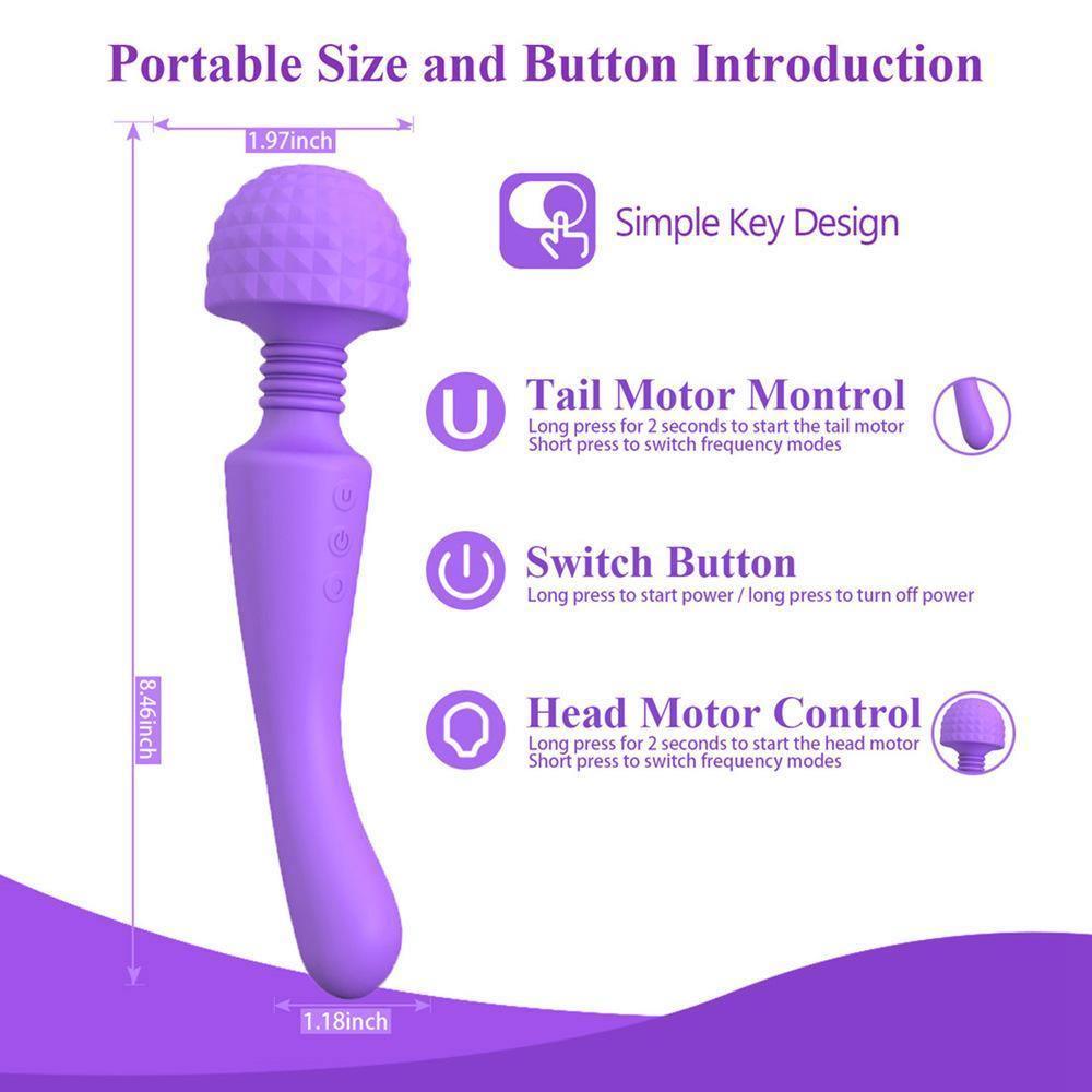 Double Heads Vibrating Wand Vibrator Sex Toys for Women - xinghaoya official store