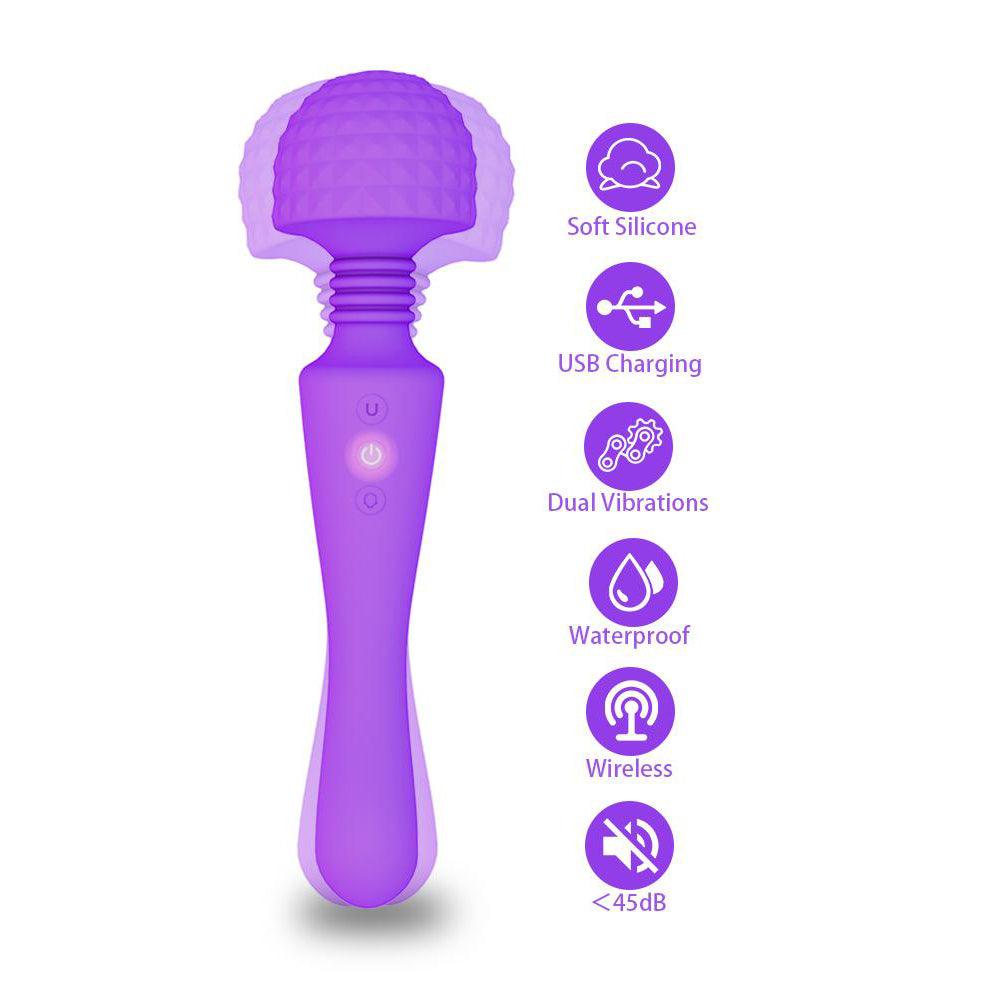 Double Heads Vibrating Wand Vibrator Sex Toys for Women - xinghaoya official store