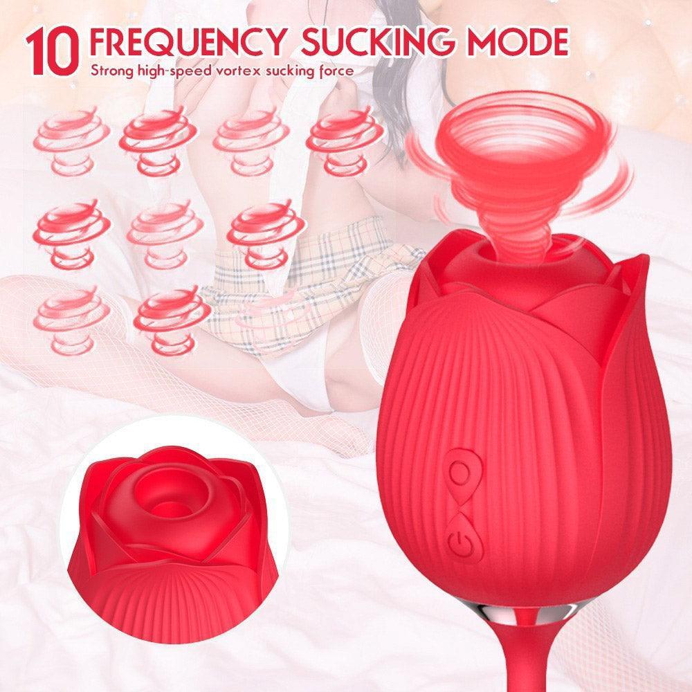 🔥🔥🔥3- in-1 Rose Vibrant Clit Sucker Sex Toy with Thrusting Vibrator - xinghaoya official store