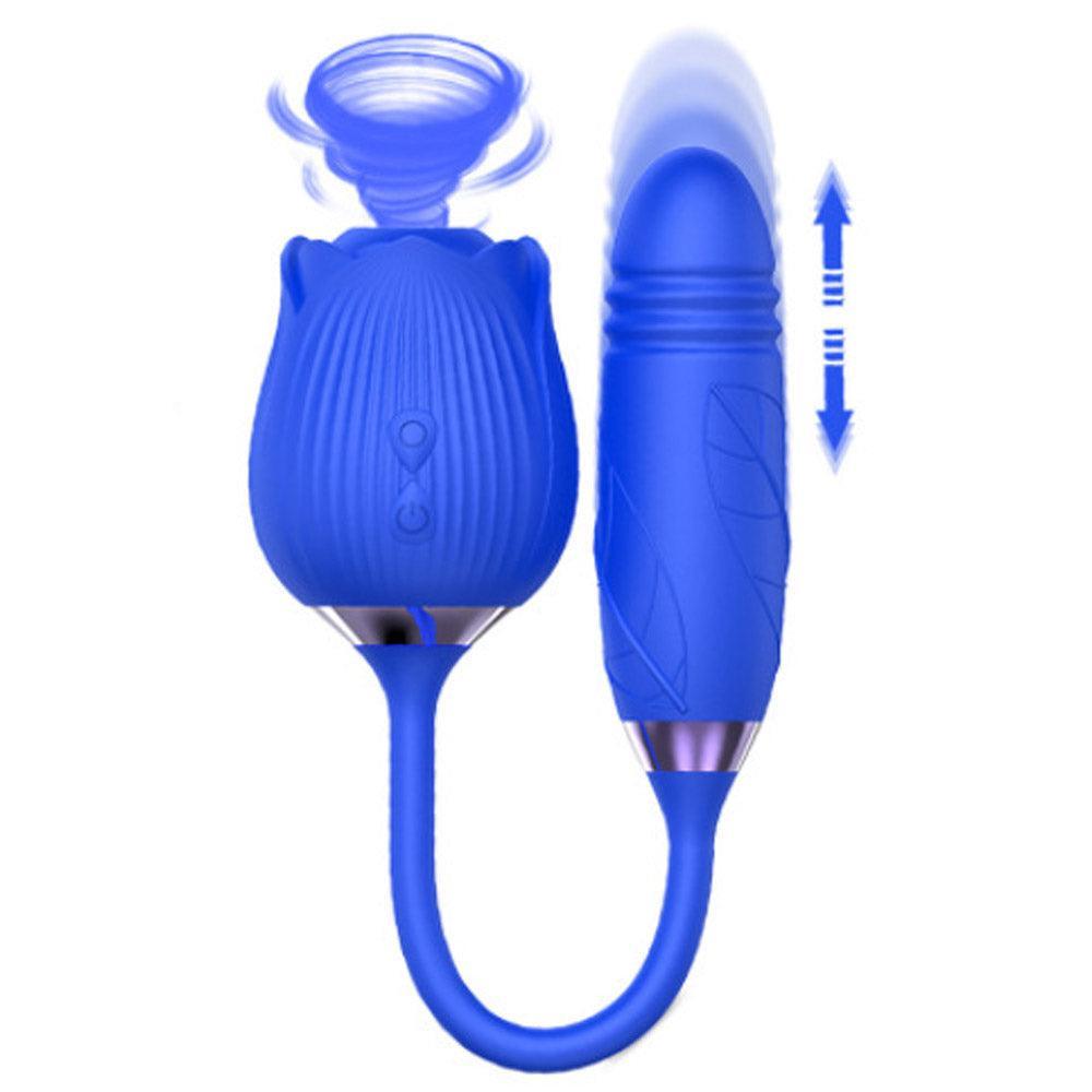 🔥🔥🔥3- in-1 Rose Vibrant Clit Sucker Sex Toy with Thrusting Vibrator - xinghaoya official store